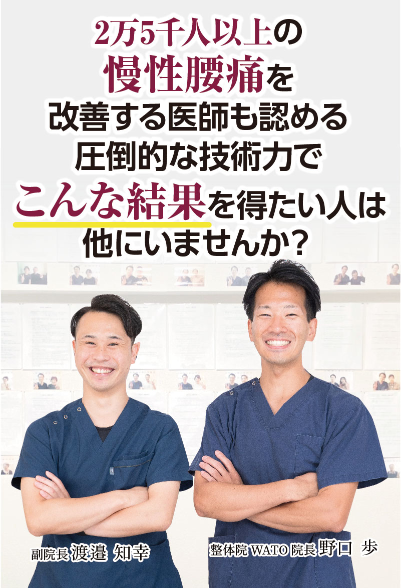 2万5千人以上の慢性腰痛を改善する医師も認める 圧倒的な技術力でこんな結果を得たい人は他にいませんか？